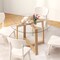 Tempered Glass Dining Table 42 Inch Transparent Rubber Wood Table